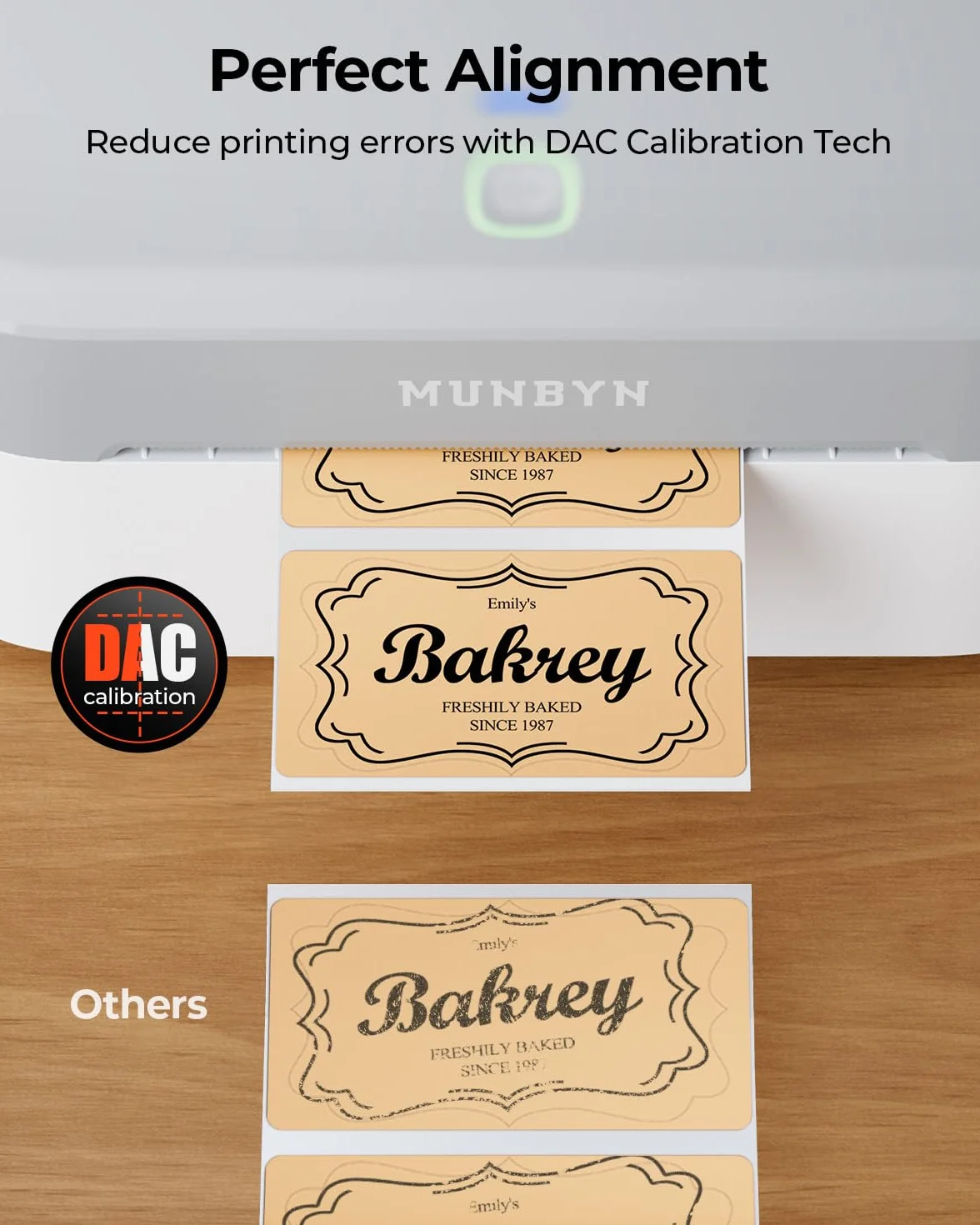 MUNBYN Imprimante Thermique Bluetooth RW403B Technologie DAC Installation Facile Compatible Windows Mac Android iOS Bureau