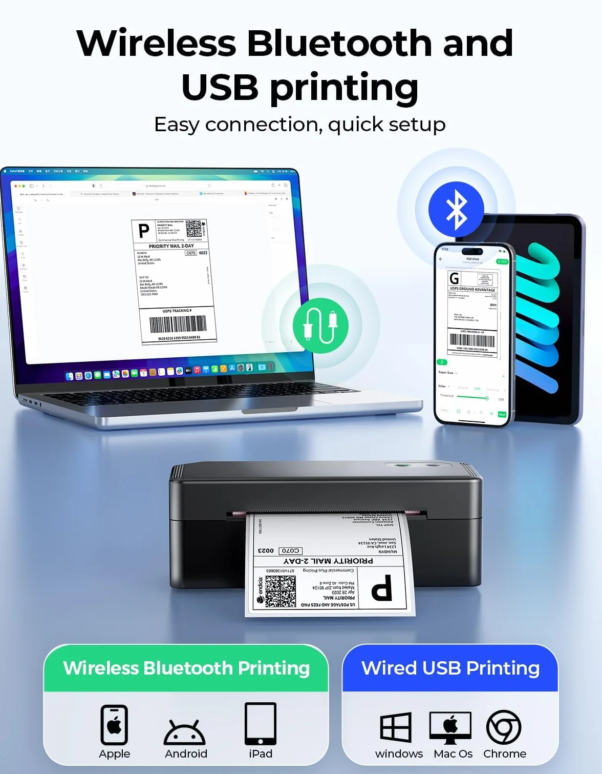 SVANTTO Imprimante d'Étiquettes Bluetooth 10x15 cm Compatible iOS Android macOS Win pour Vinted Etsy Shopify