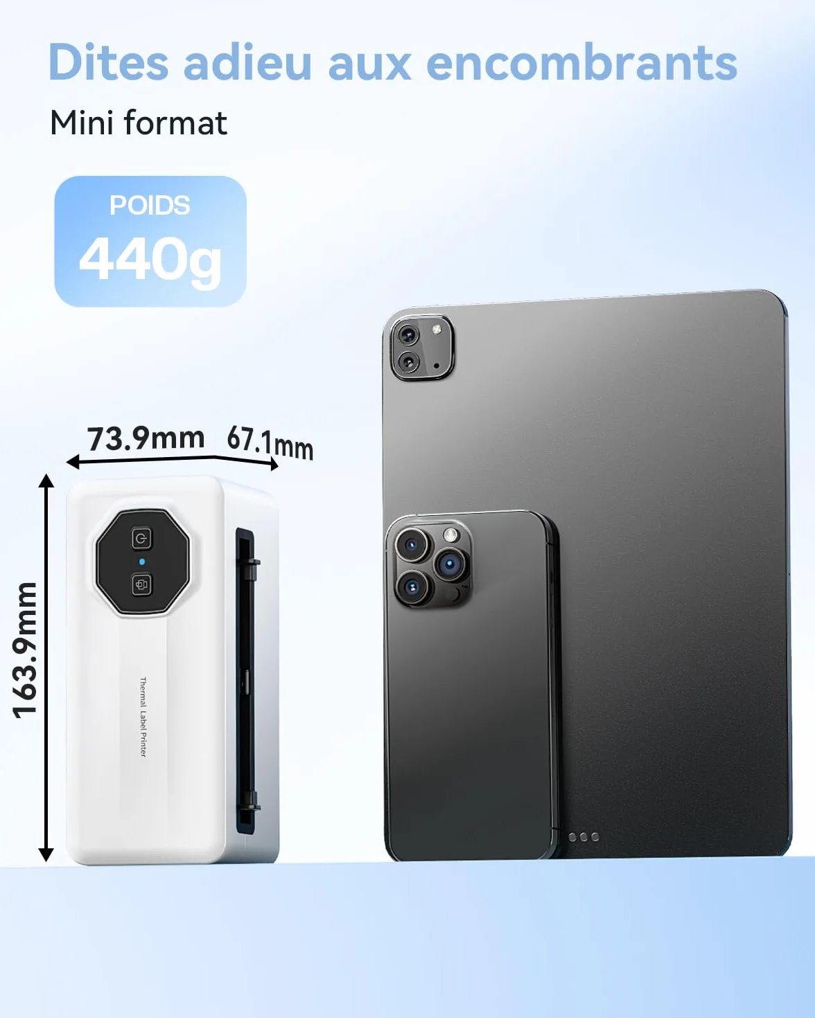 TATTMUSE Blanc Imprimante Thermique Bluetooth 4x6 Étiquette Expédition Compatible Vinted Cdiscount DHL