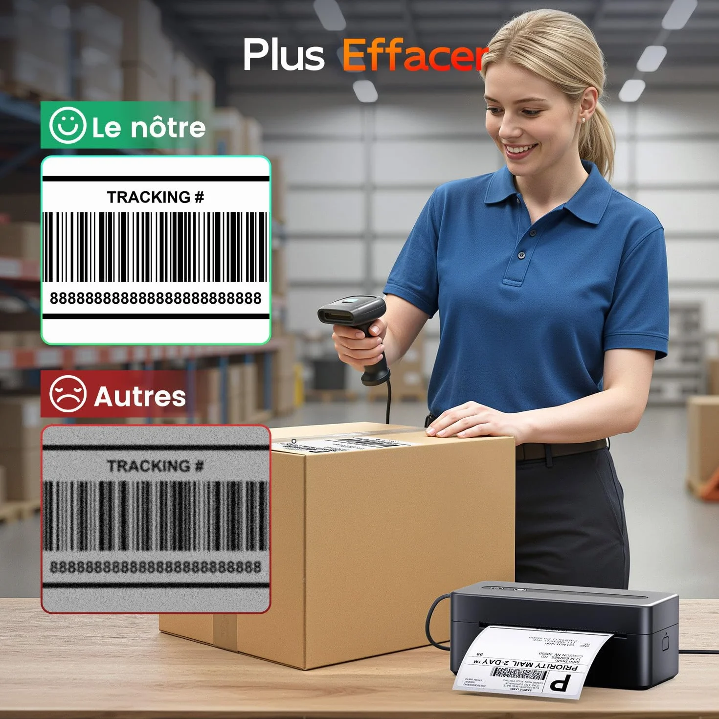 TATTMUSE Imprimante d'étiquettes d'expédition 4x6 Bluetooth USB Thermique Compatible Vinted Amazon Cdiscount