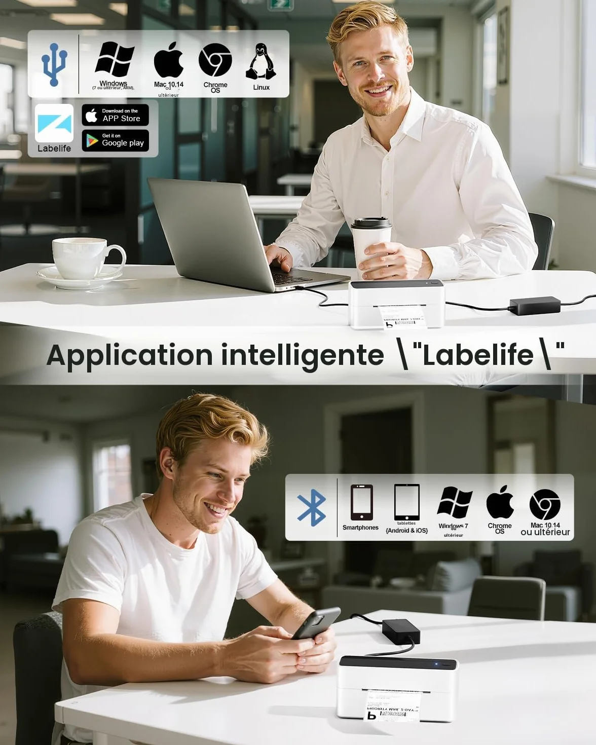 Phomemo 241 Imprimante Thermique Étiquettes 4 x 6 Pouces Bluetooth pour Expédition