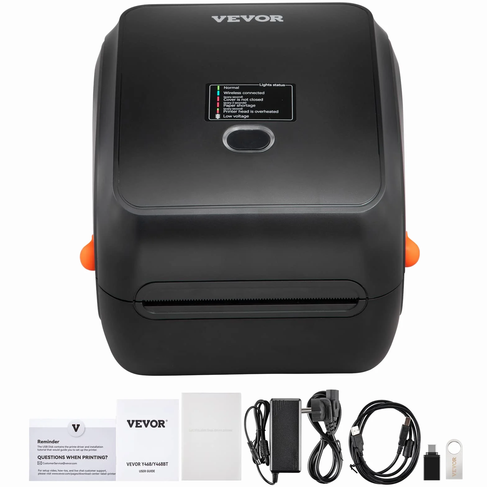 VEVOR Imprimante Étiquettes Thermique Direct 4x6 Code Barre USB Bluetooth 150 mm/s 300 dpi pour Colis Expédition