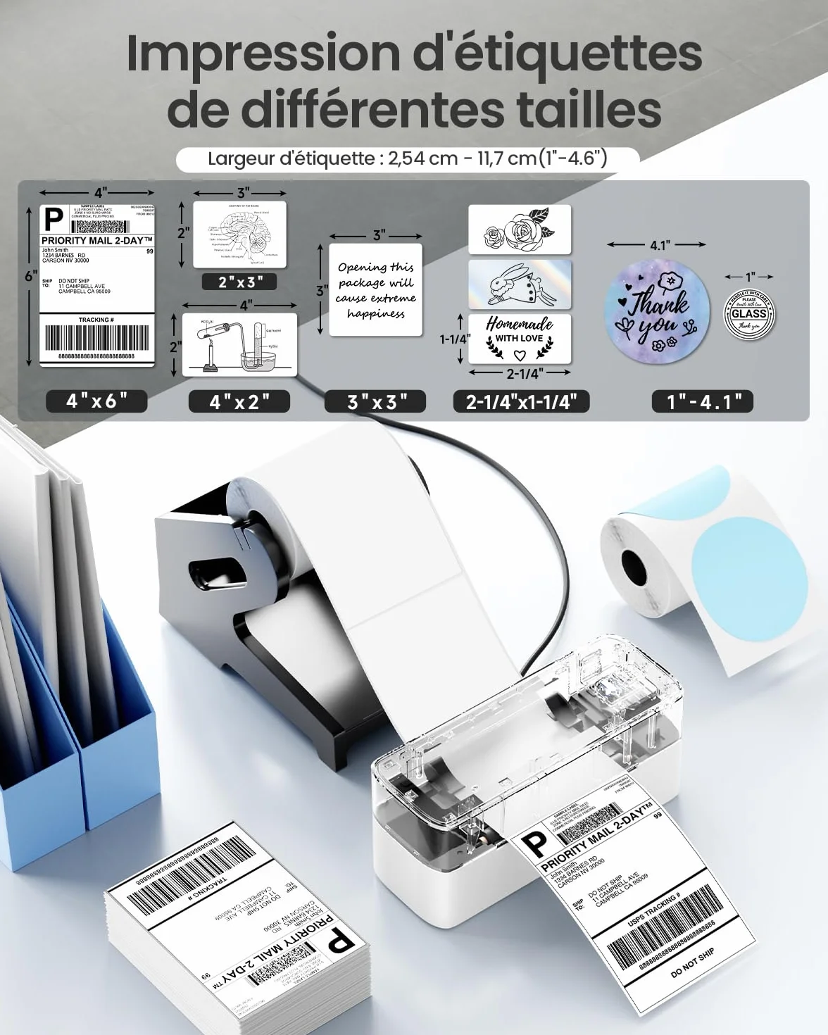 Phomemo 241 Imprimante Thermique Étiquettes 4 x 6 Pouces Bluetooth pour Expédition