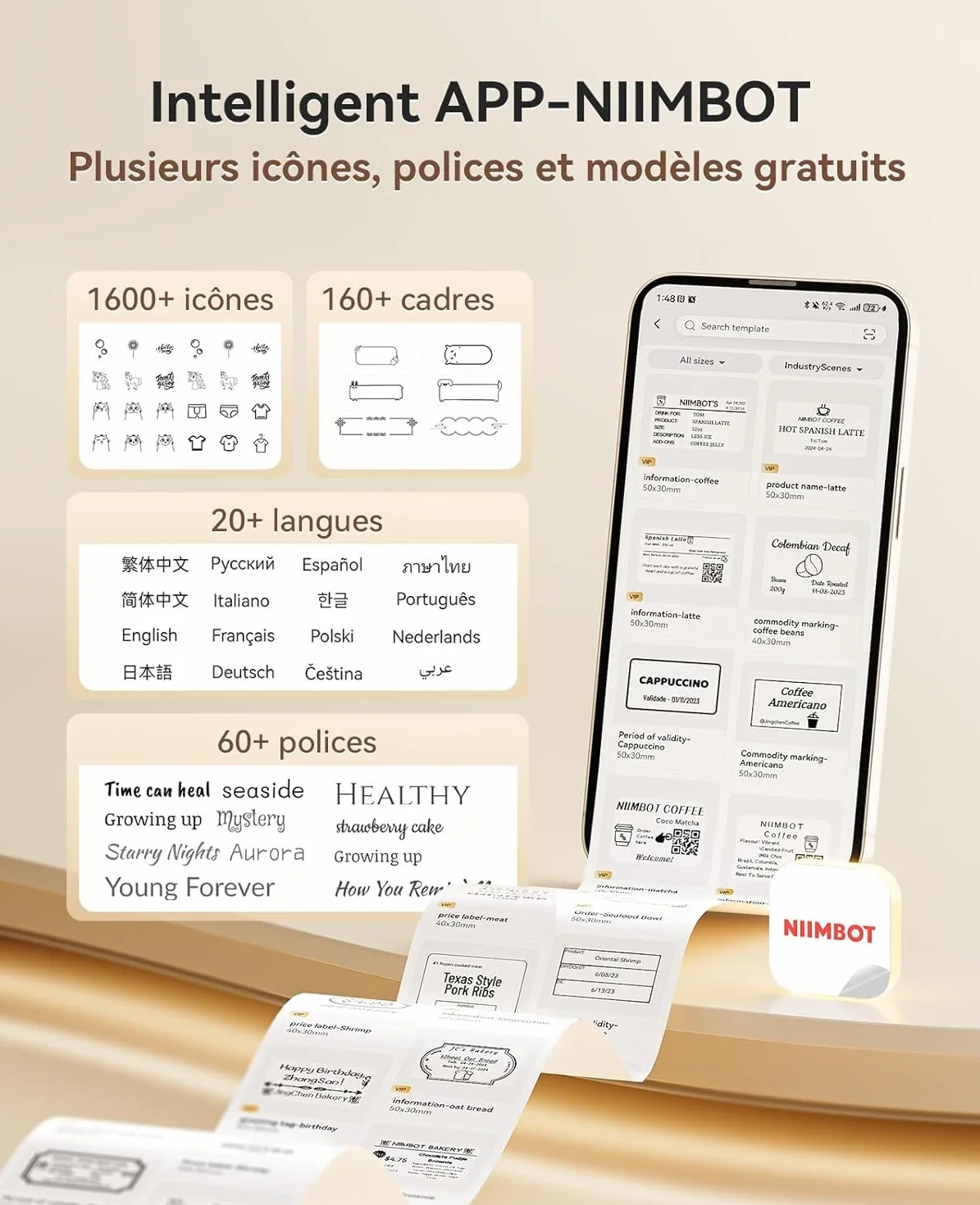 NIIMBOT B21 Pro Imprimante d'étiquettes Thermique sans Encre avec Étiquettes