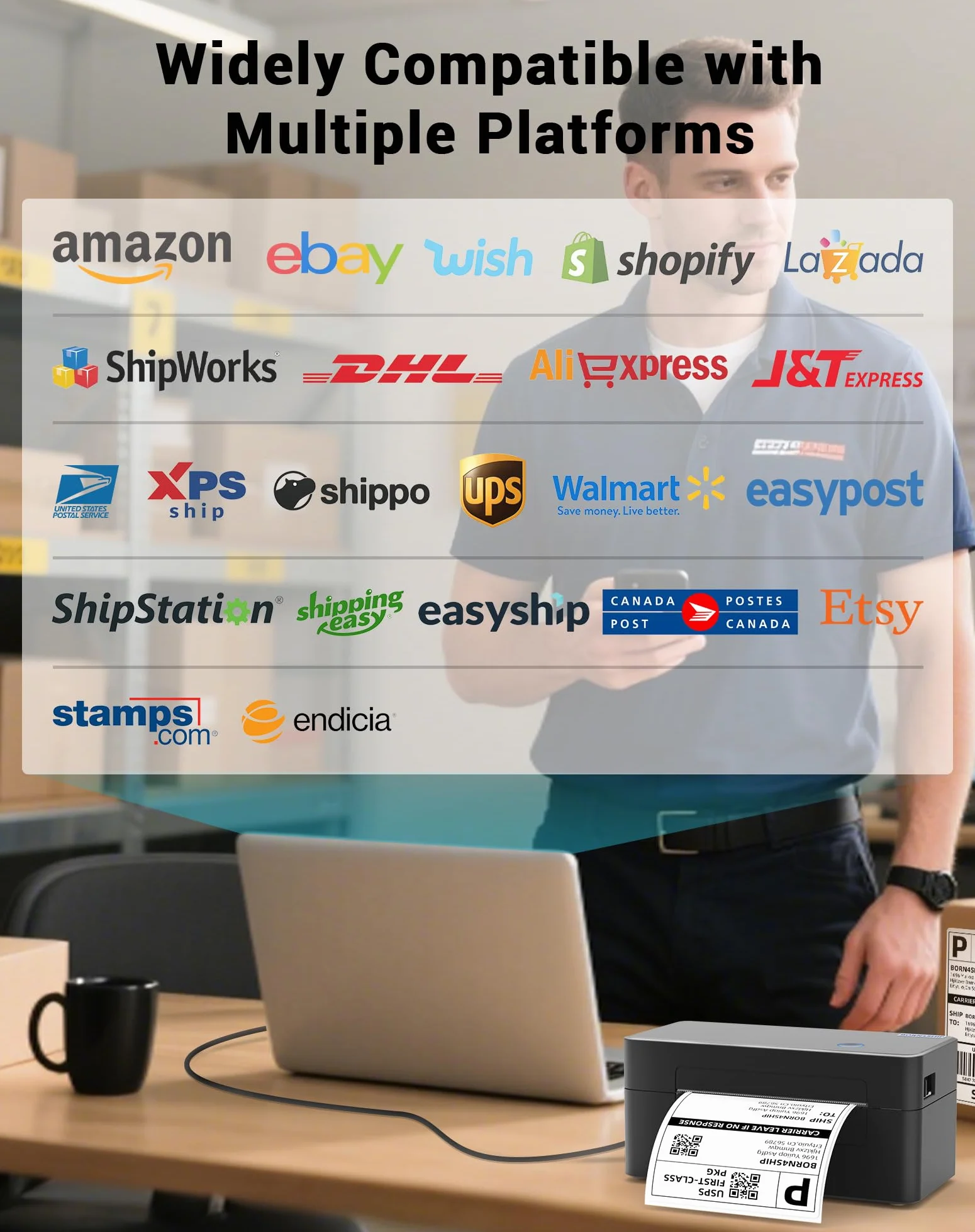 Imprimante d'Étiquettes Thermique 4 x 6 USB Compatible Etsy Amazon Expédition DHL